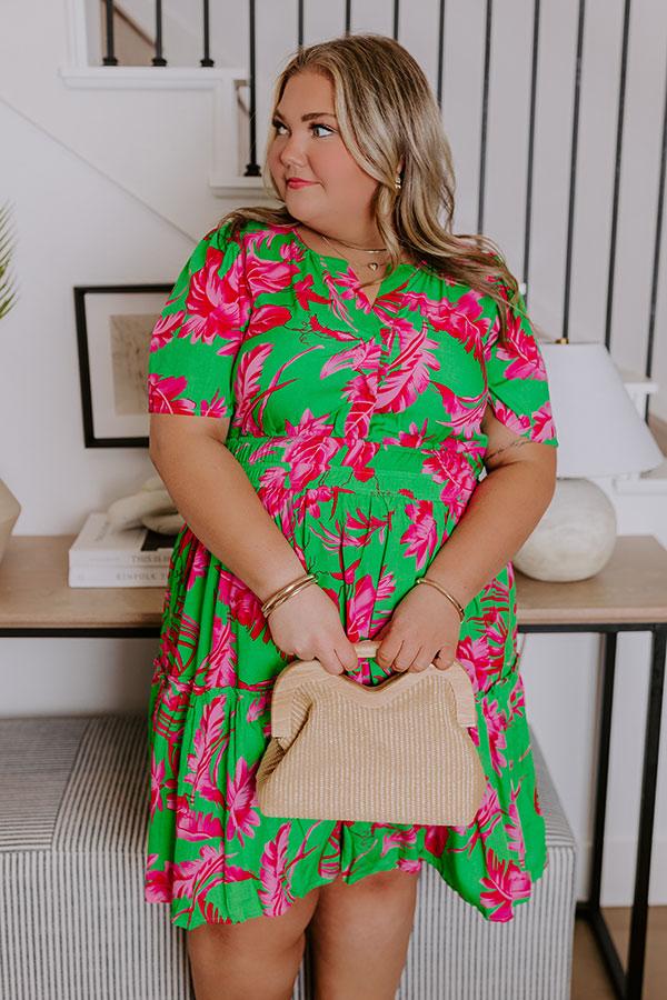 Cruise Trip Ready Floral Mini Dress in Kelly Green Curves Product Image