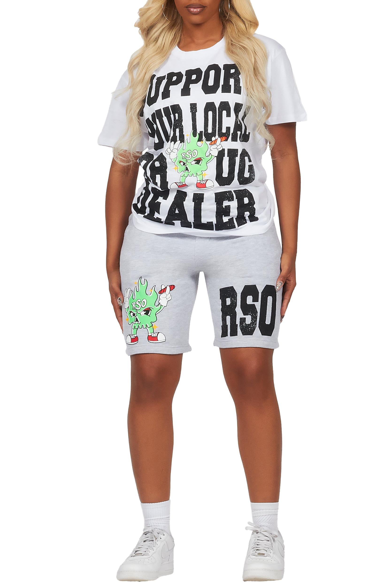 Tarl White/Grey Graphic T-Shirt Short Set Male Product Image