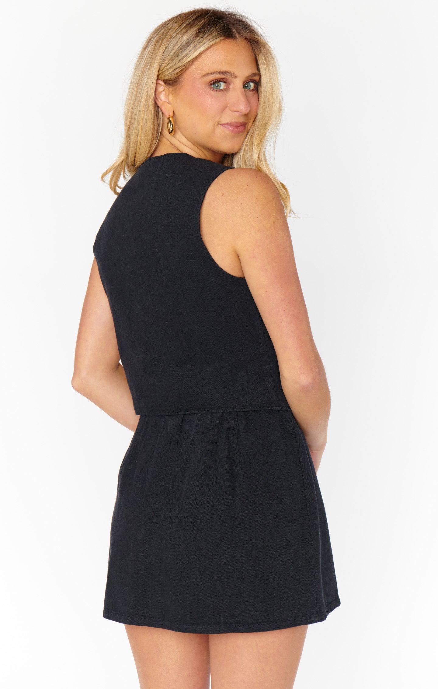 Vicky Vest Top ~ Black Denim Product Image