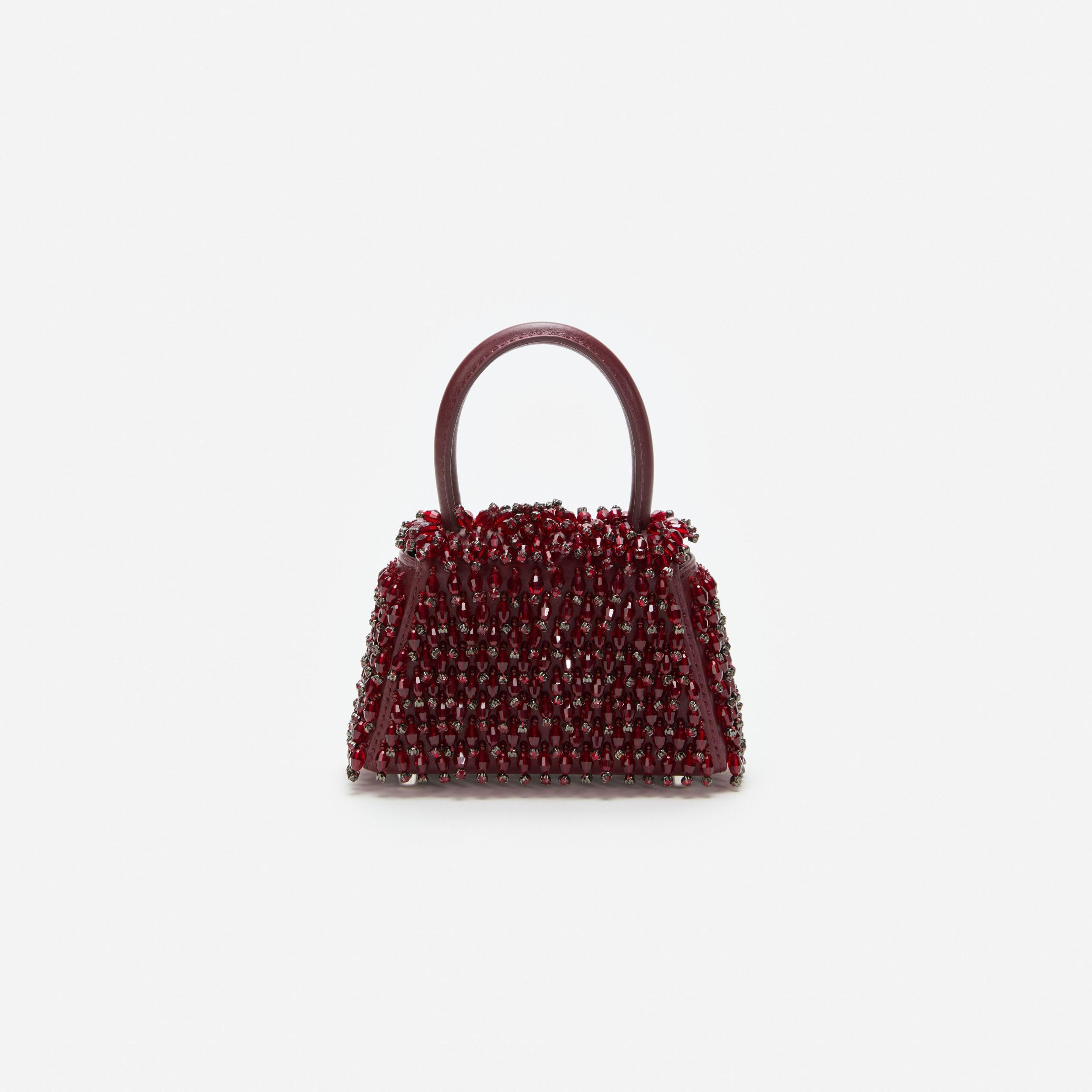 Burgundy Embellished Micro Bow Bag Product Image