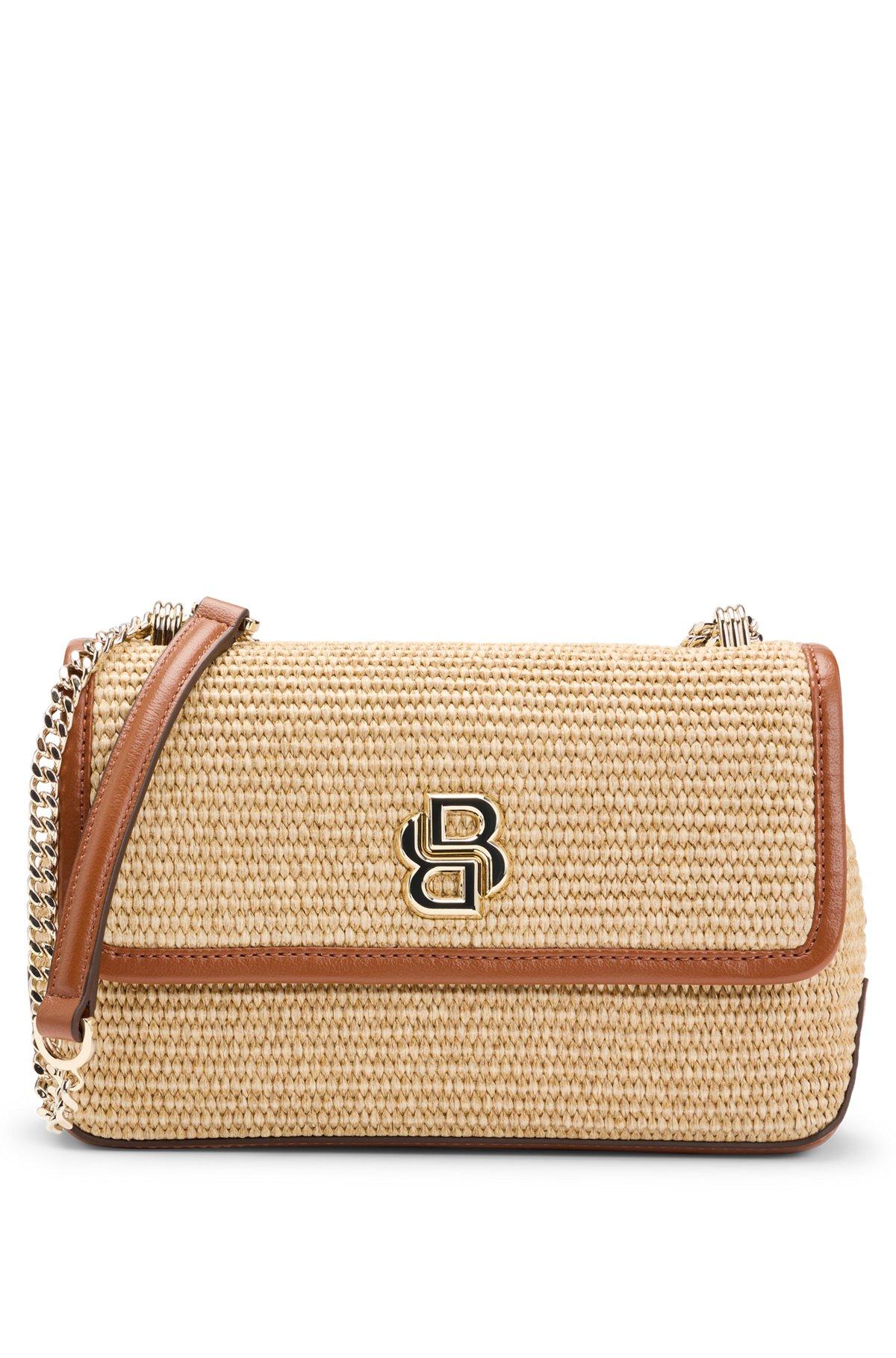 Raffia-effect shoulder bag with Double B monogram Product Image