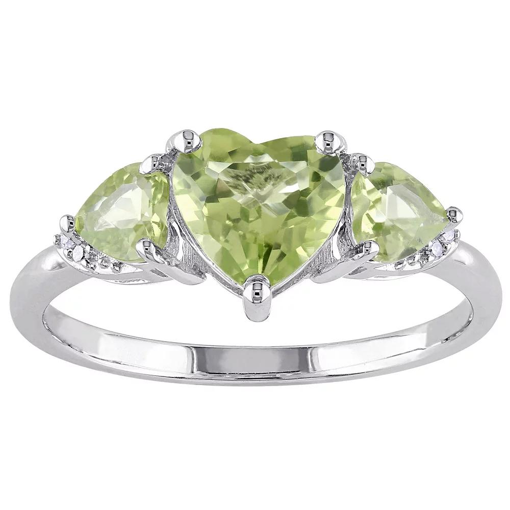 Stella Grace Sterling Silver Peridot & Diamond Accent Triple Heart Ring, Women's, Size: 7 Product Image