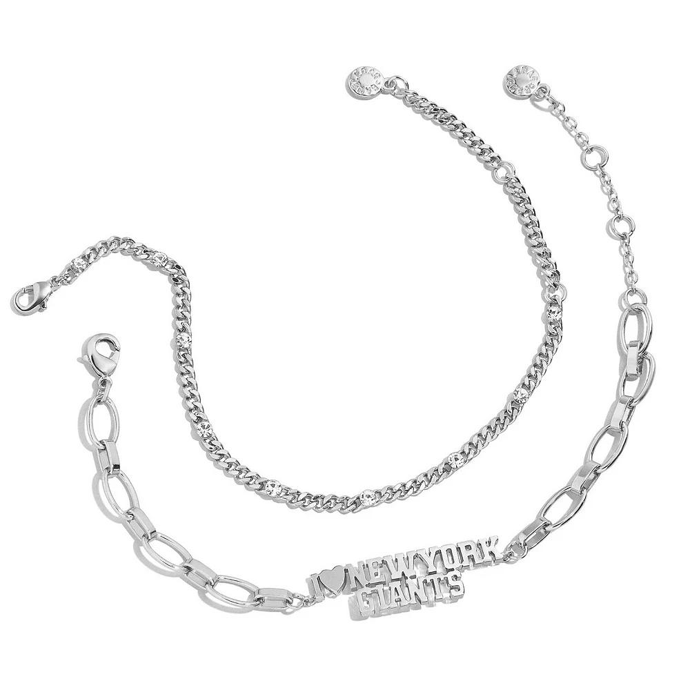 WEAR by Erin Andrews x Baublebar Silver New York Giants Linear Bracelet Set, Women's Product Image