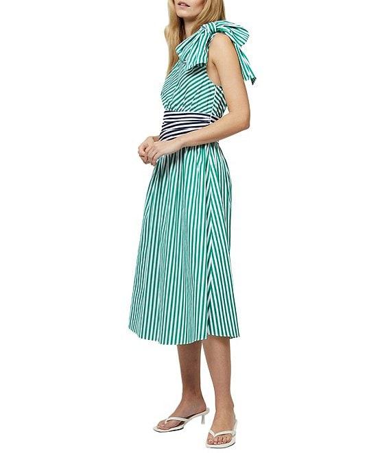 French Connection Alexis Stripe Print One Shoulder Sleeveless Midi Cotton Dress Product Image