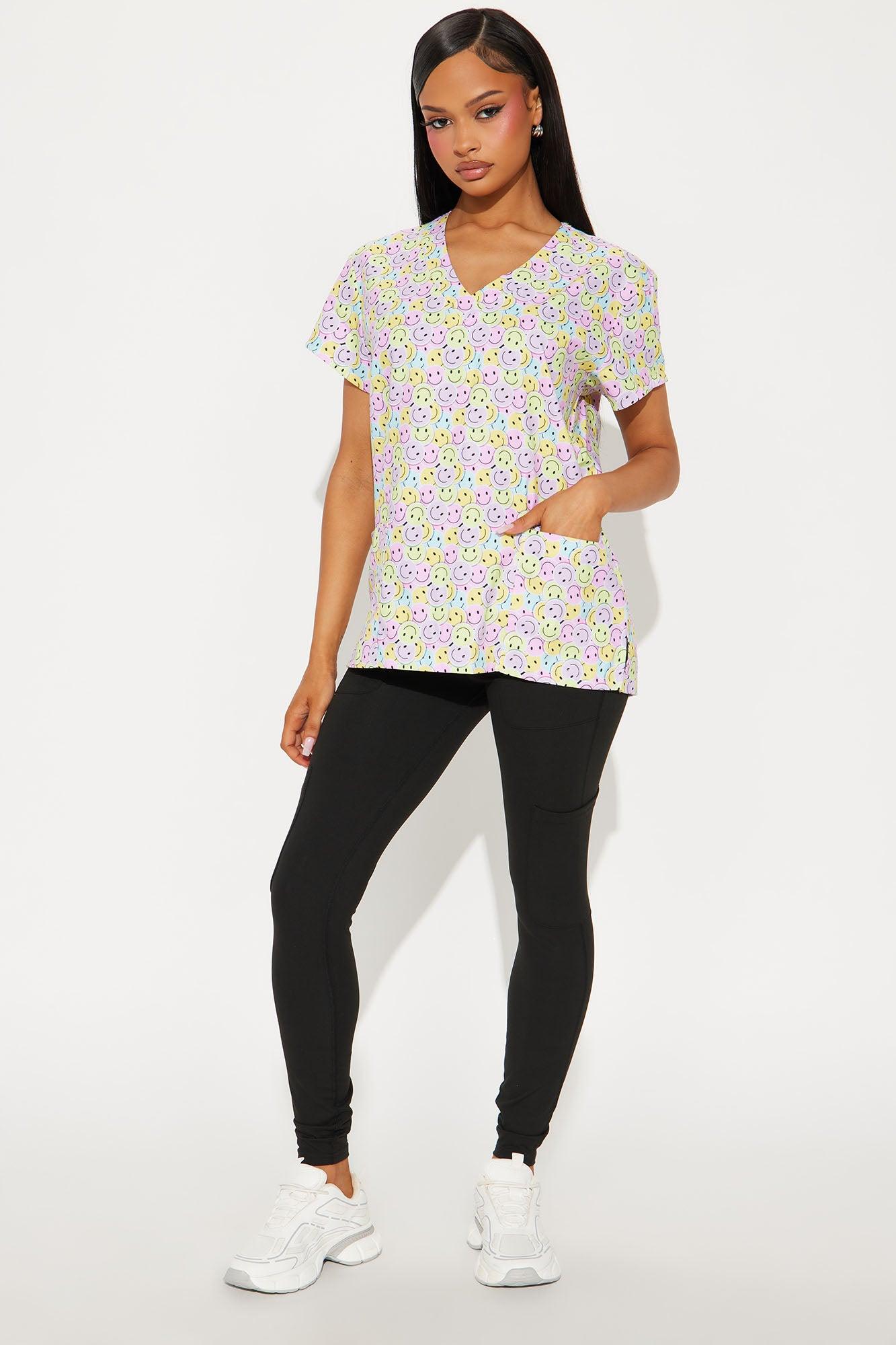 Make You Smile Stretch Uniform Scrub Top - Multi Color Product Image