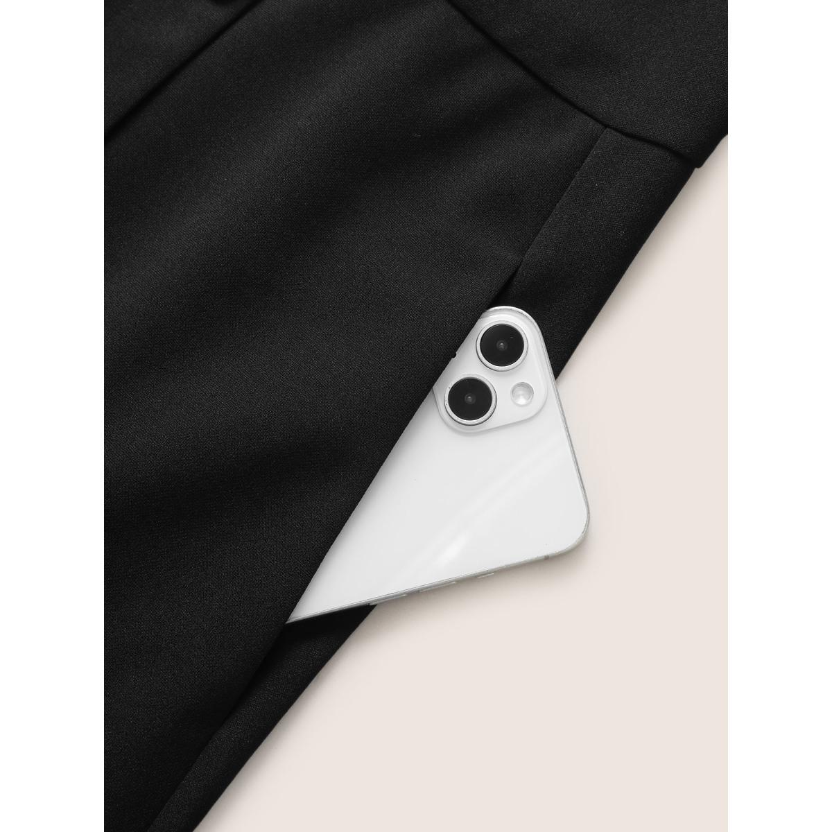 Plus Size Plain Sleeveless Button Detail Pocket Dress Black Women Workwear Essentials Non Round Neck Sleeveless Curvy Midi Dress BloomChic 18-20/2X Product Image