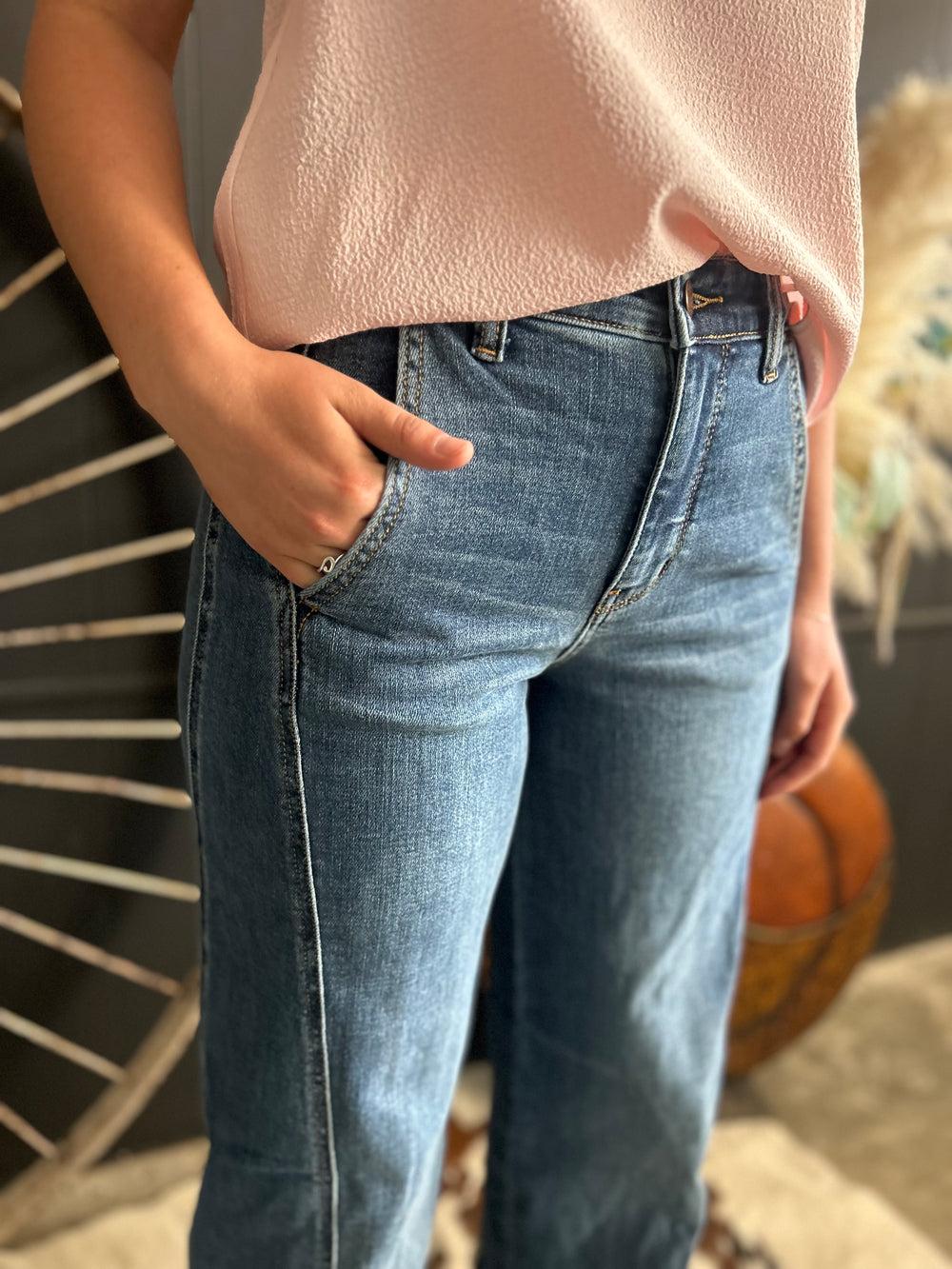 Judy Blue High Rise Medium Wash Wide Leg Trouser Product Image