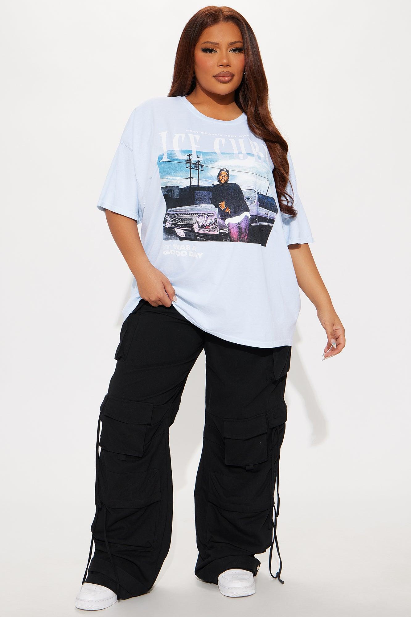 Ice Cube Tour Washed Oversized Tee - Light Blue Product Image