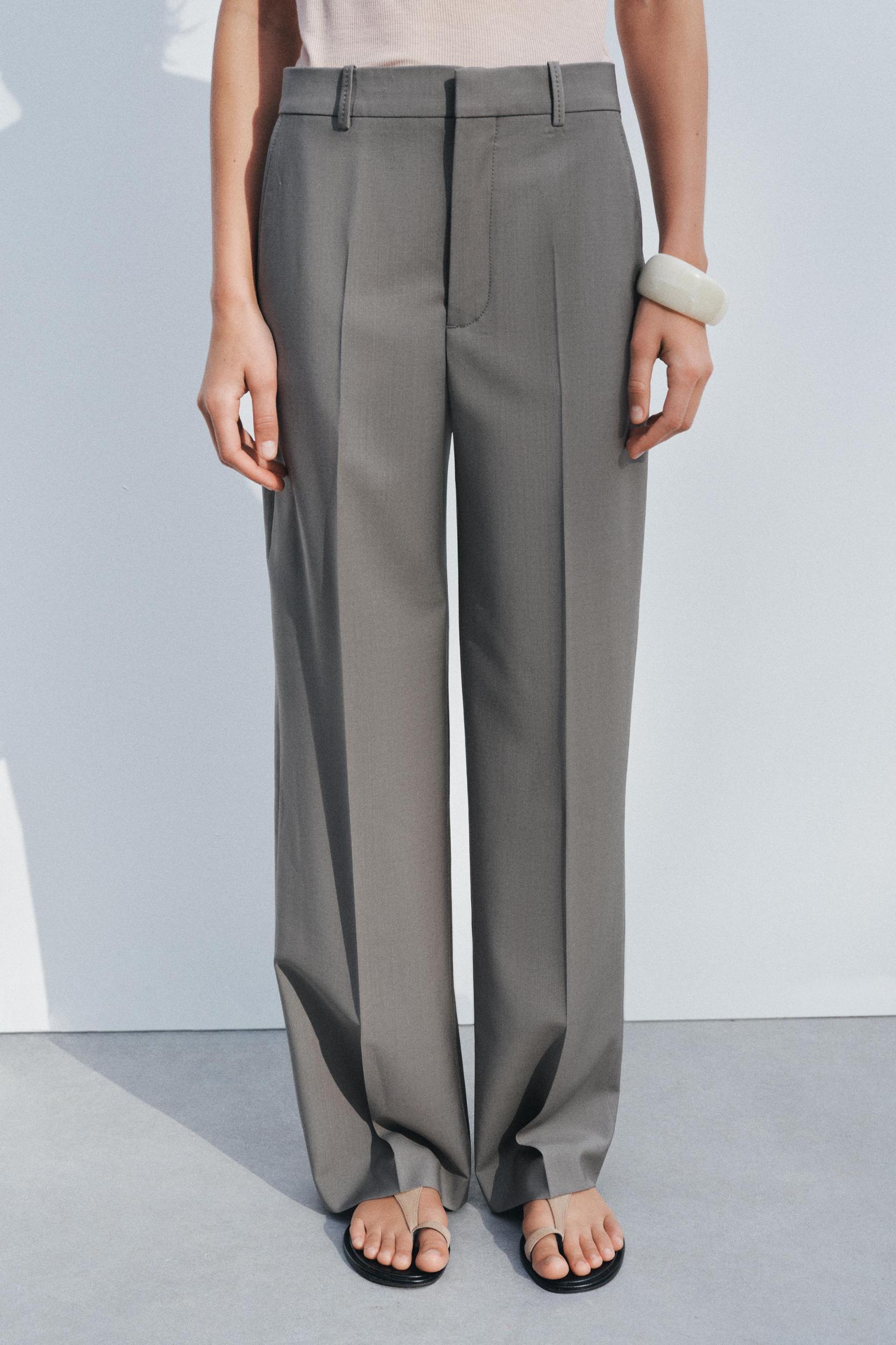 100% WOOL STRAIGHT LEG PANTS ZW COLLECTION Product Image