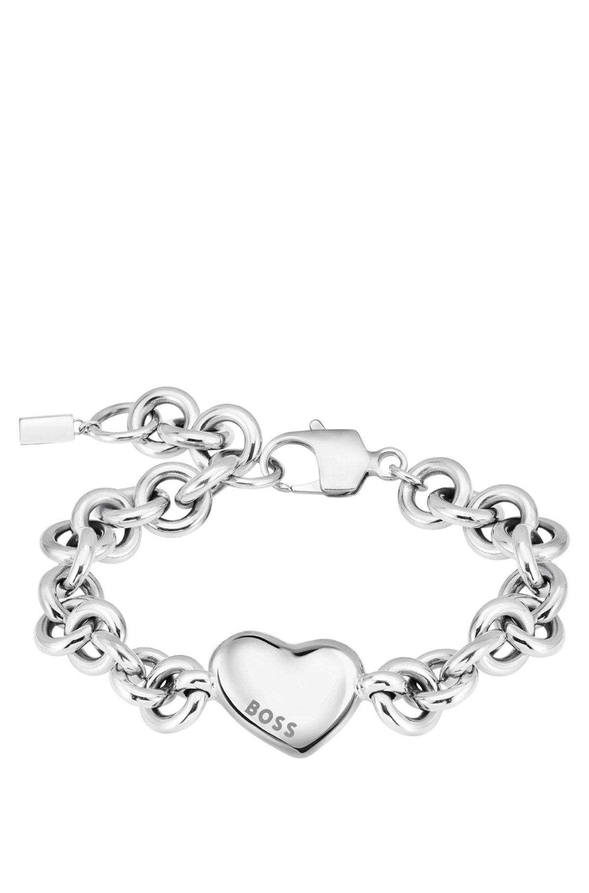 Silver-tone chain bracelet with heart charm Product Image