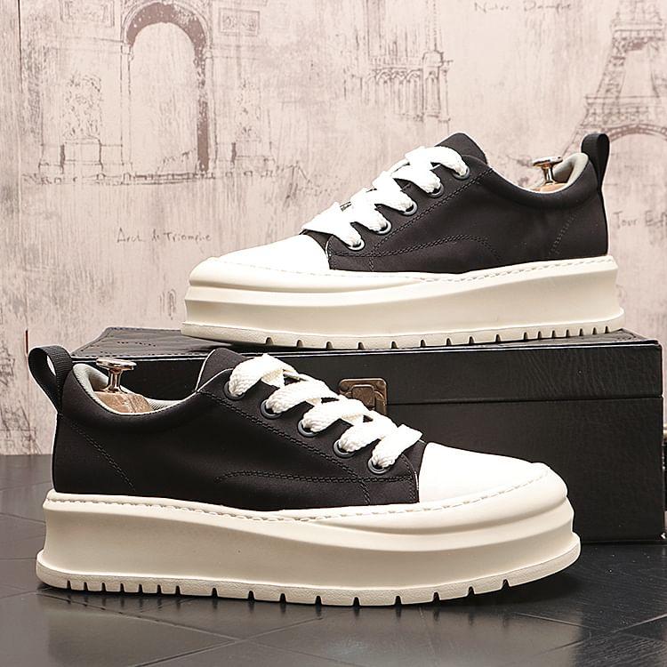 Platform Two Tone Lace-Up Sneakers Product Image