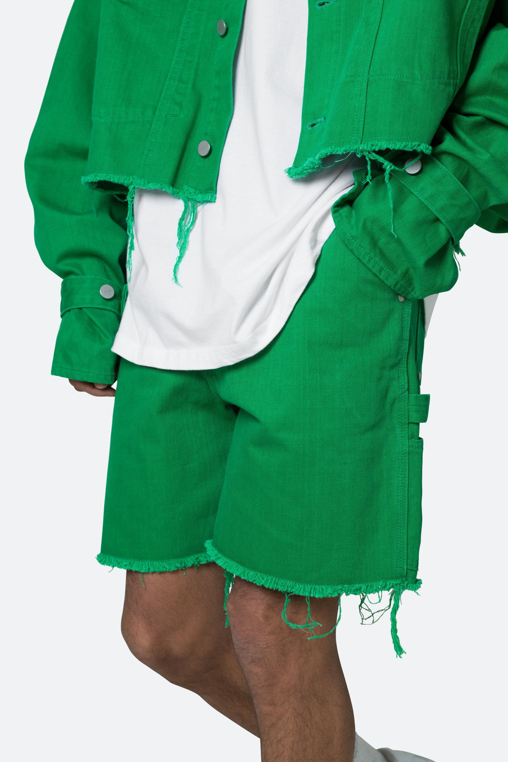 Frayed Denim Shorts - Green Product Image