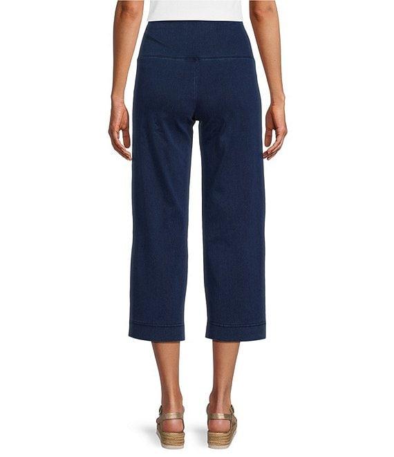 Intro Aimee Knit Denim Tummy Control Button Side Trim Pull-On Capri Pants Product Image