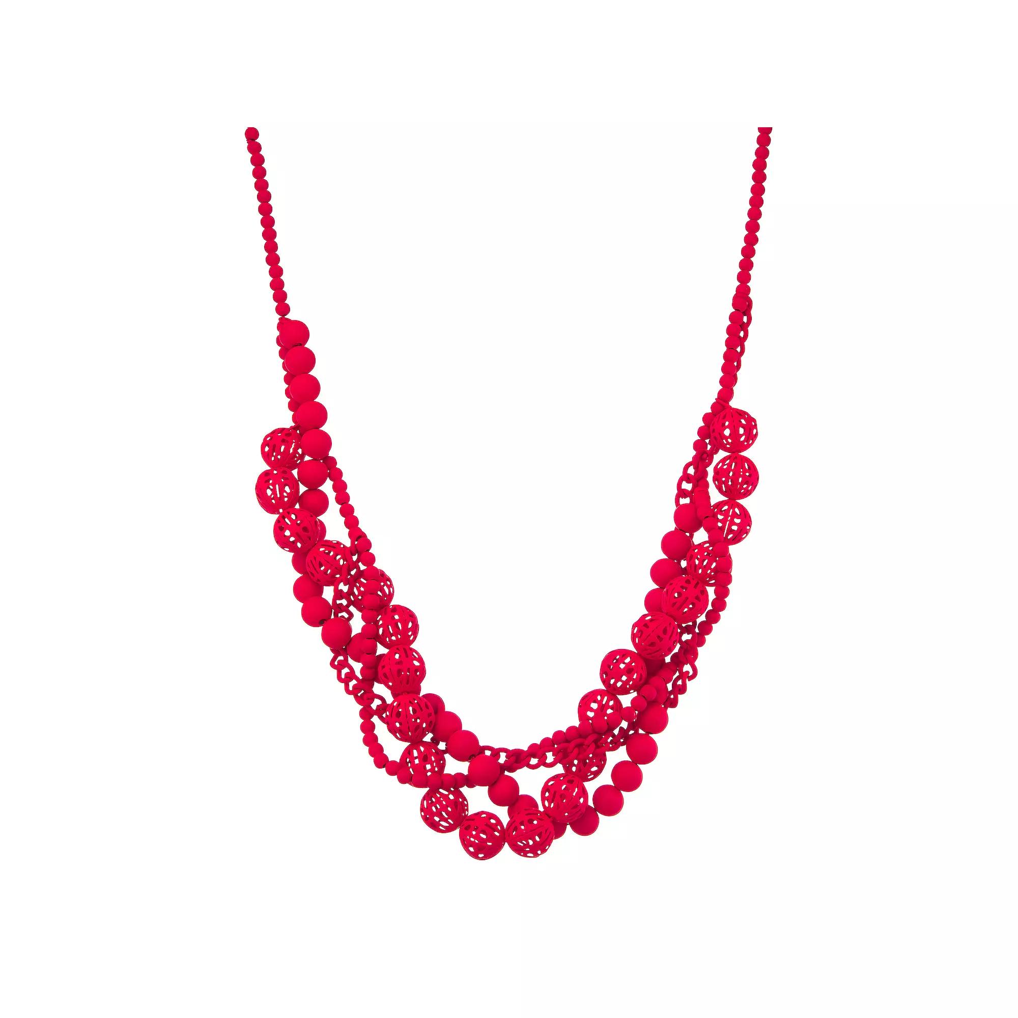 Simply Vera Vera Wang Beaded Filgree Statement Necklace, Women's, Red Product Image