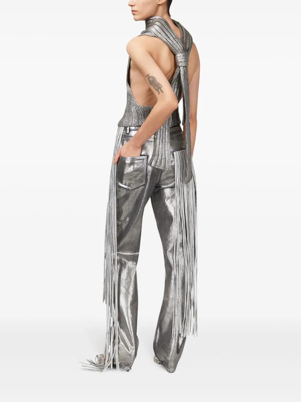metallic fringed straight-leg jeans Product Image