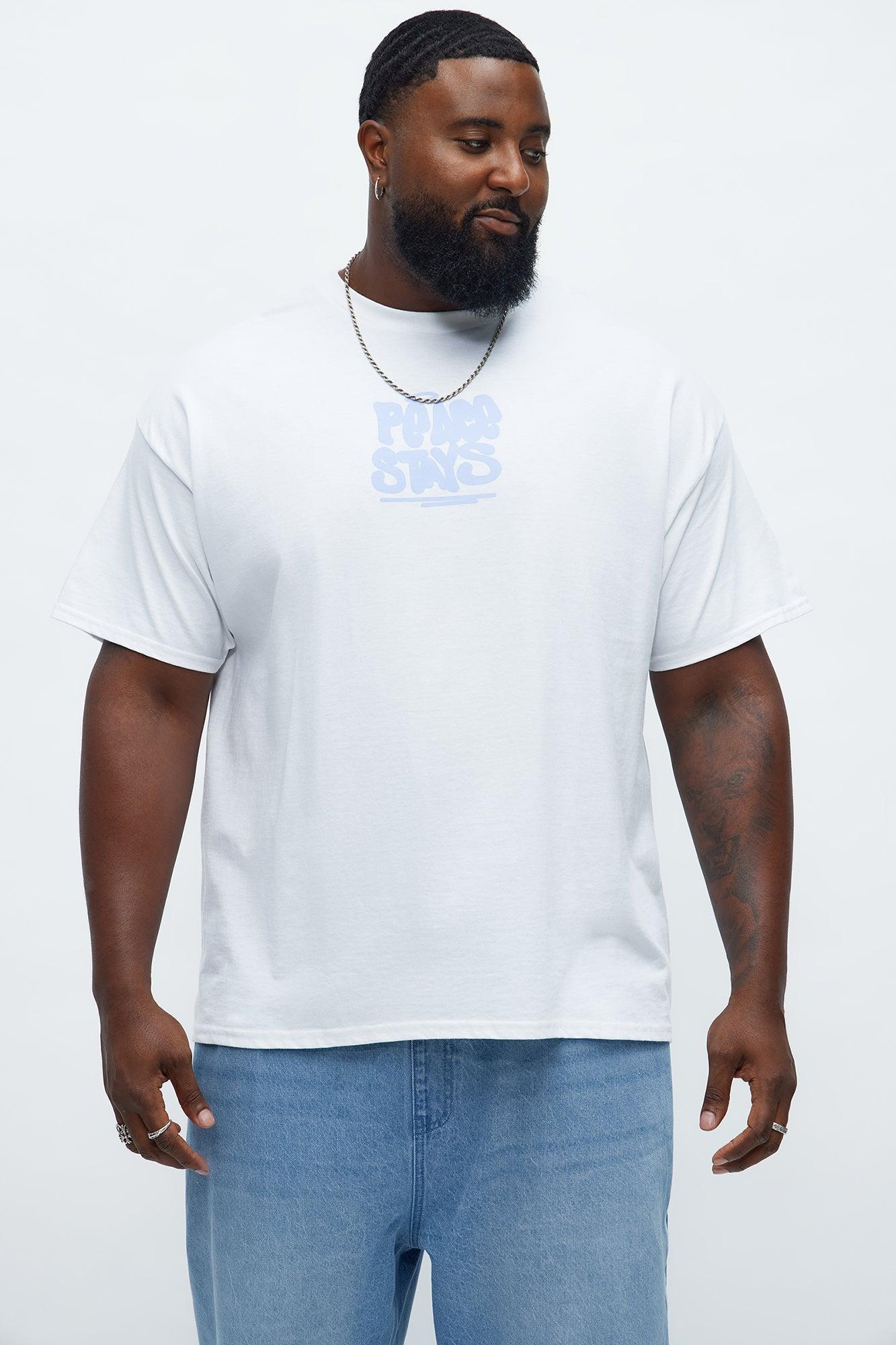 Peace Stays Oversized Short Sleeve Tee - White Male Product Image