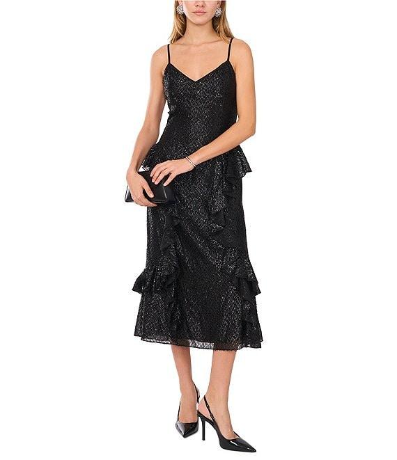 1. STATE V Neck Sleeveless Tiered Midi Dress Product Image