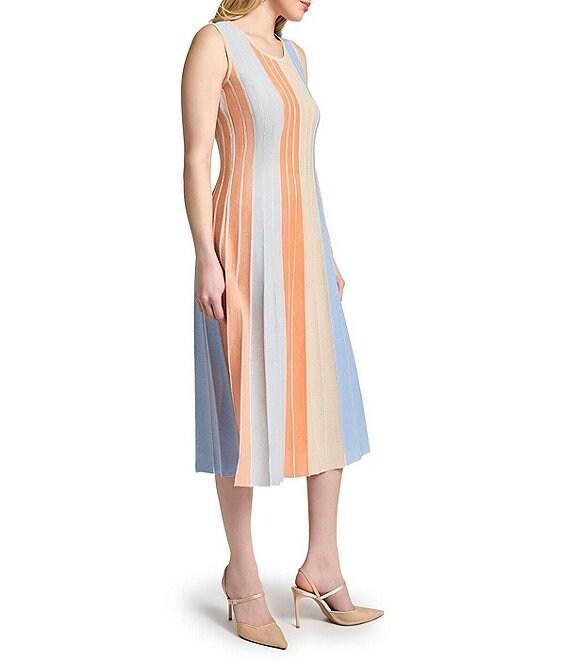 MISOOK Lurex Knit Stripe Scoop Neck Sleeveless Maxi Dress Product Image