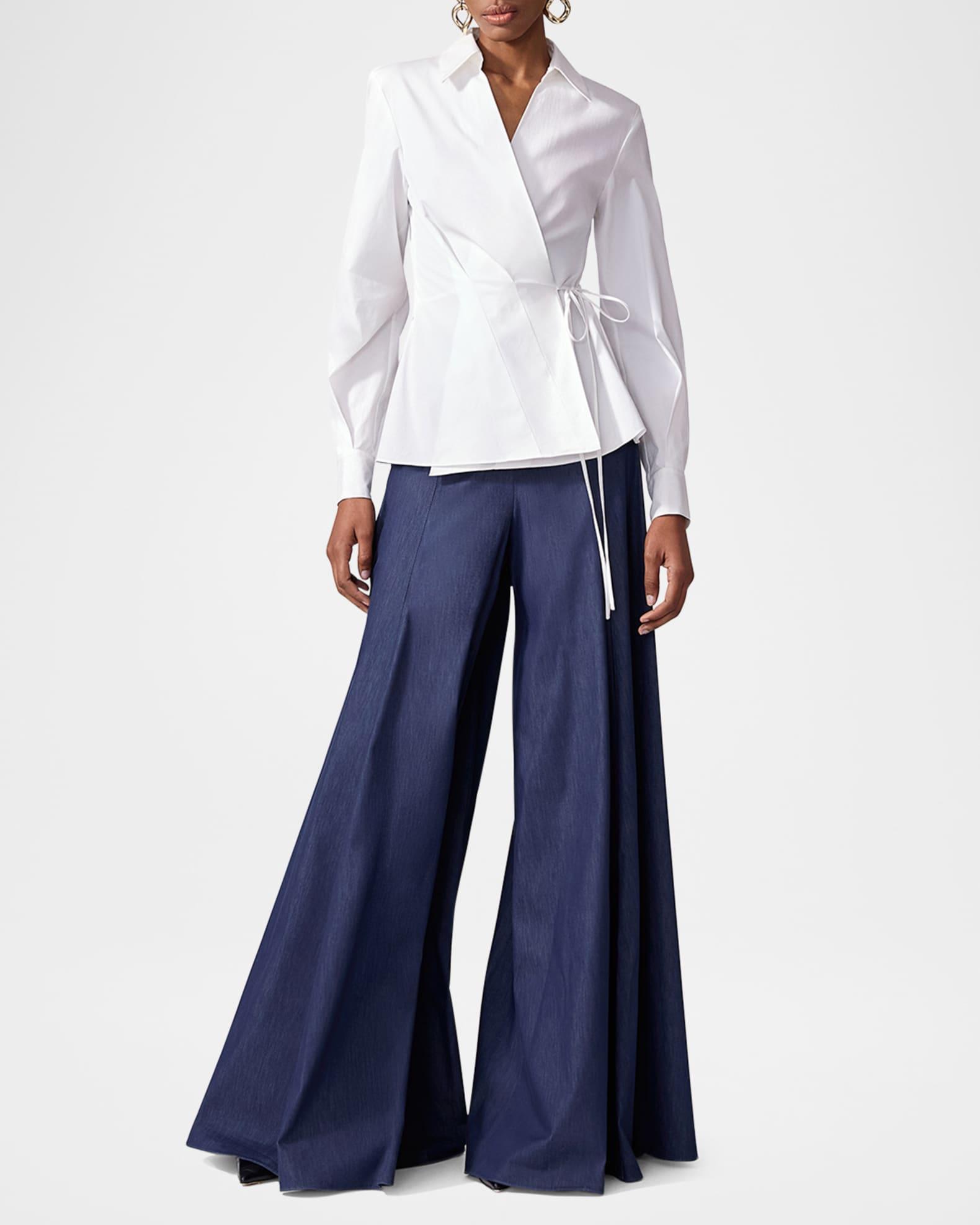 High-Rise Denim Palazzo Pants Product Image