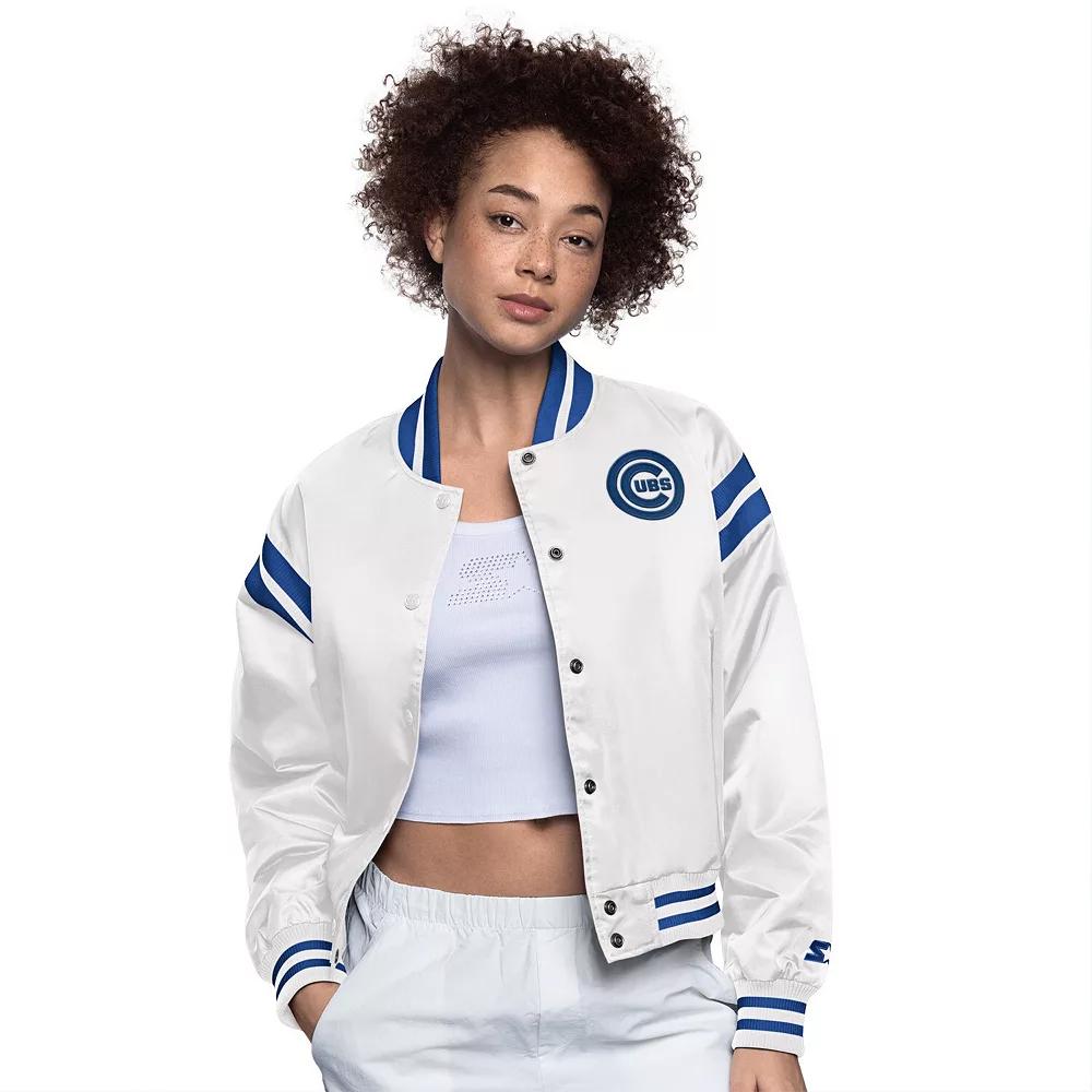 Women's Starter  White Chicago Cubs Full Count Full-Snap Varsity Jacket, Size: XXL Product Image