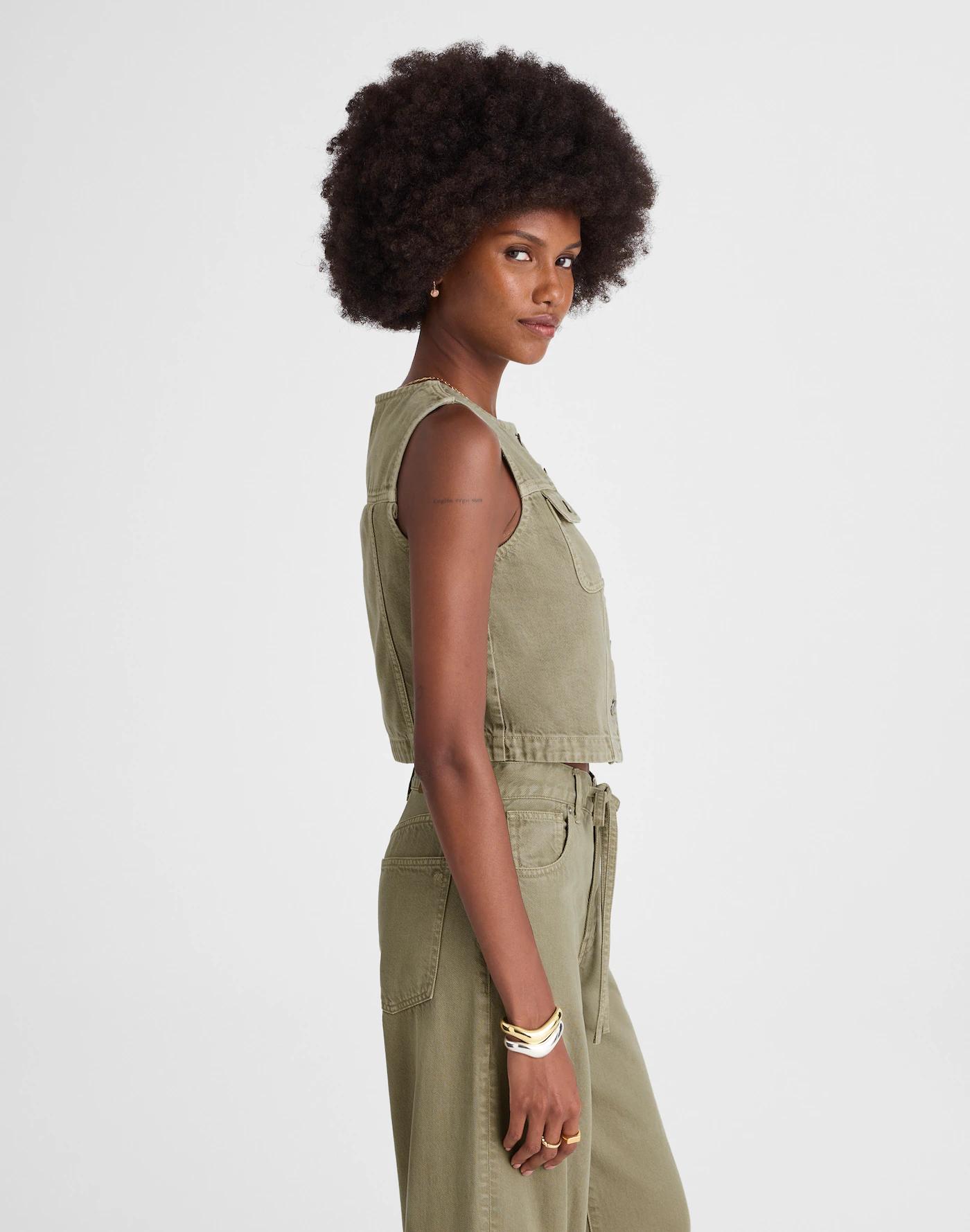 Cropped Denim Vest: Airy Denim Edition Product Image