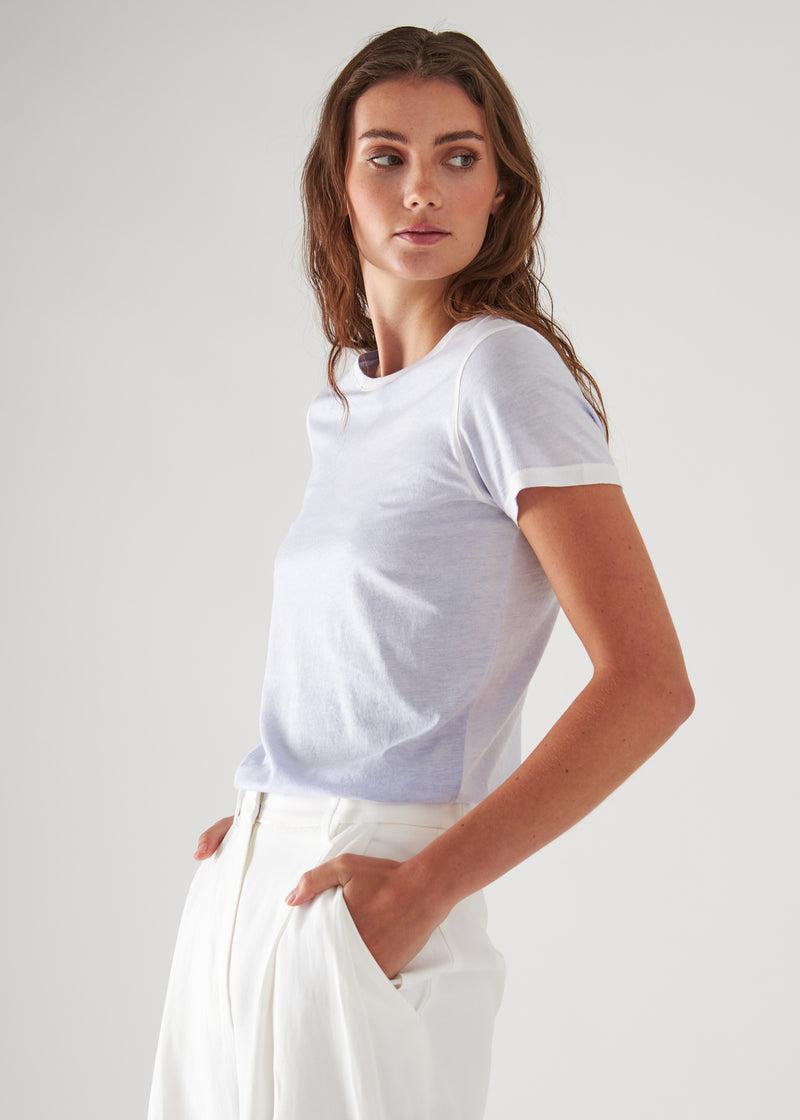 Patrick Assaraf Women's REVERSE SPRAY LIGHTWEIGHT PIMA COTTON T-SHIRT Product Image