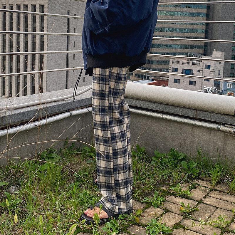 RT No. 3126 DRAWSTRING PLAID PANTS Product Image