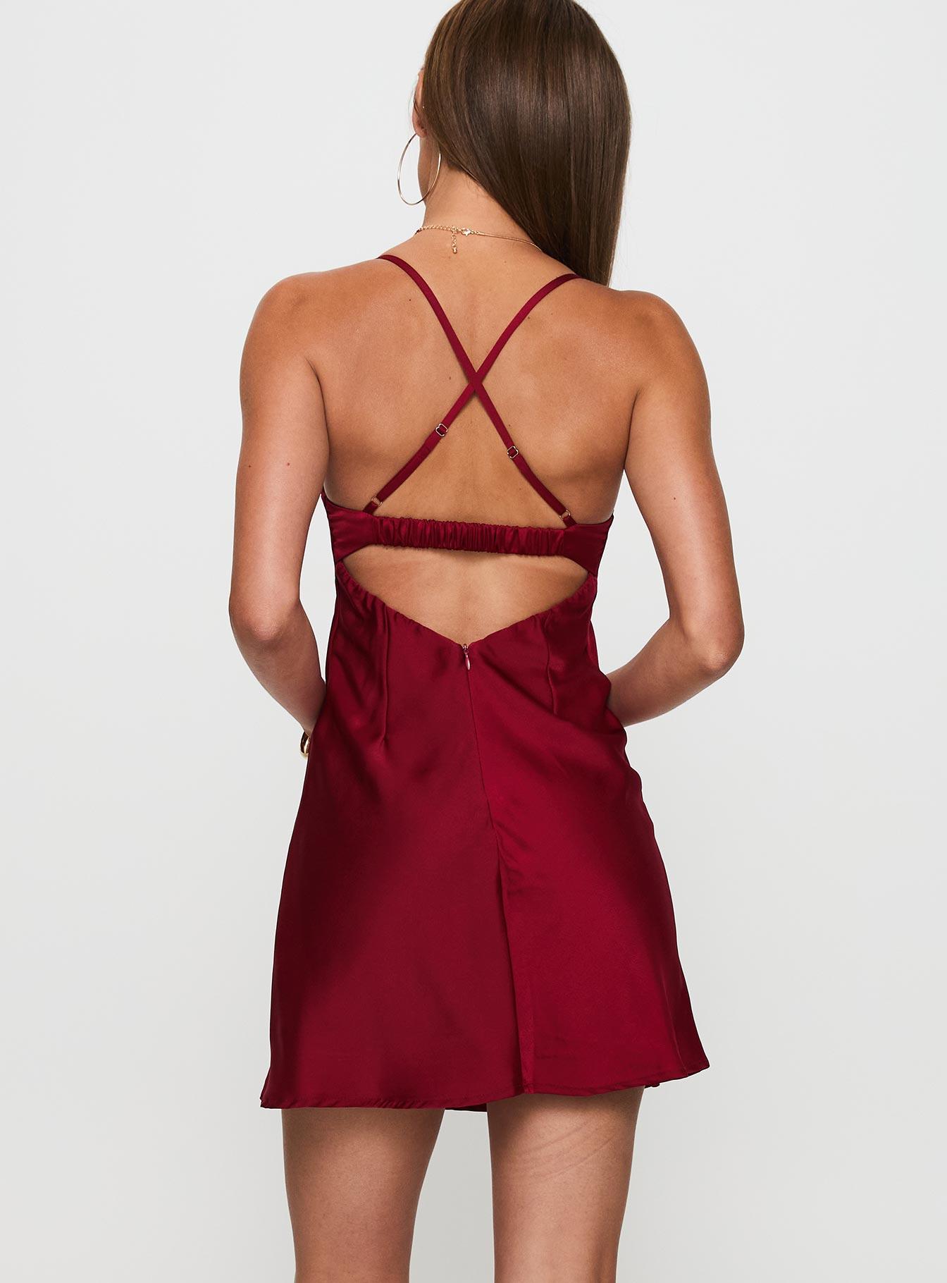 Glendon Mini Dress Burgundy Product Image