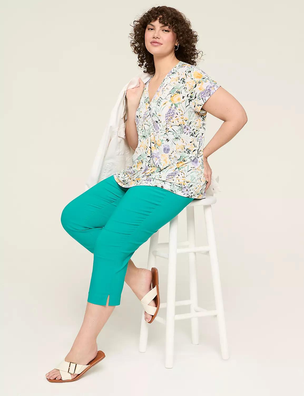 Cap-Sleeve Pleat-Front Top Product Image