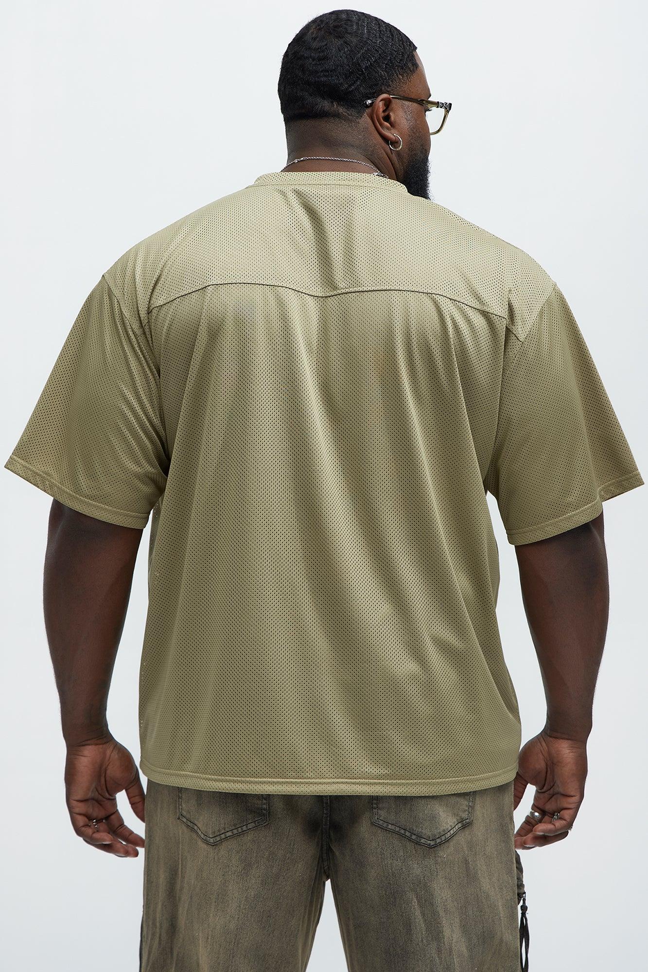 Mesh Boxy Football Short Sleeve Tee - Olive Product Image