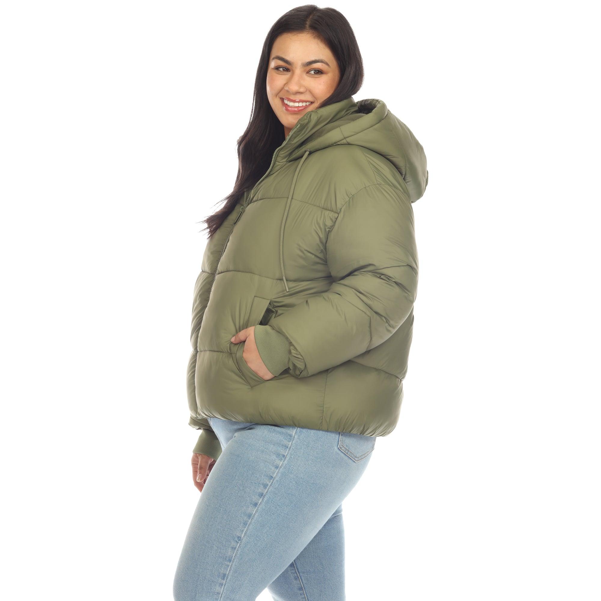 Full Front Zip Hooded Bomber Puffer Coat - Plus Product Image