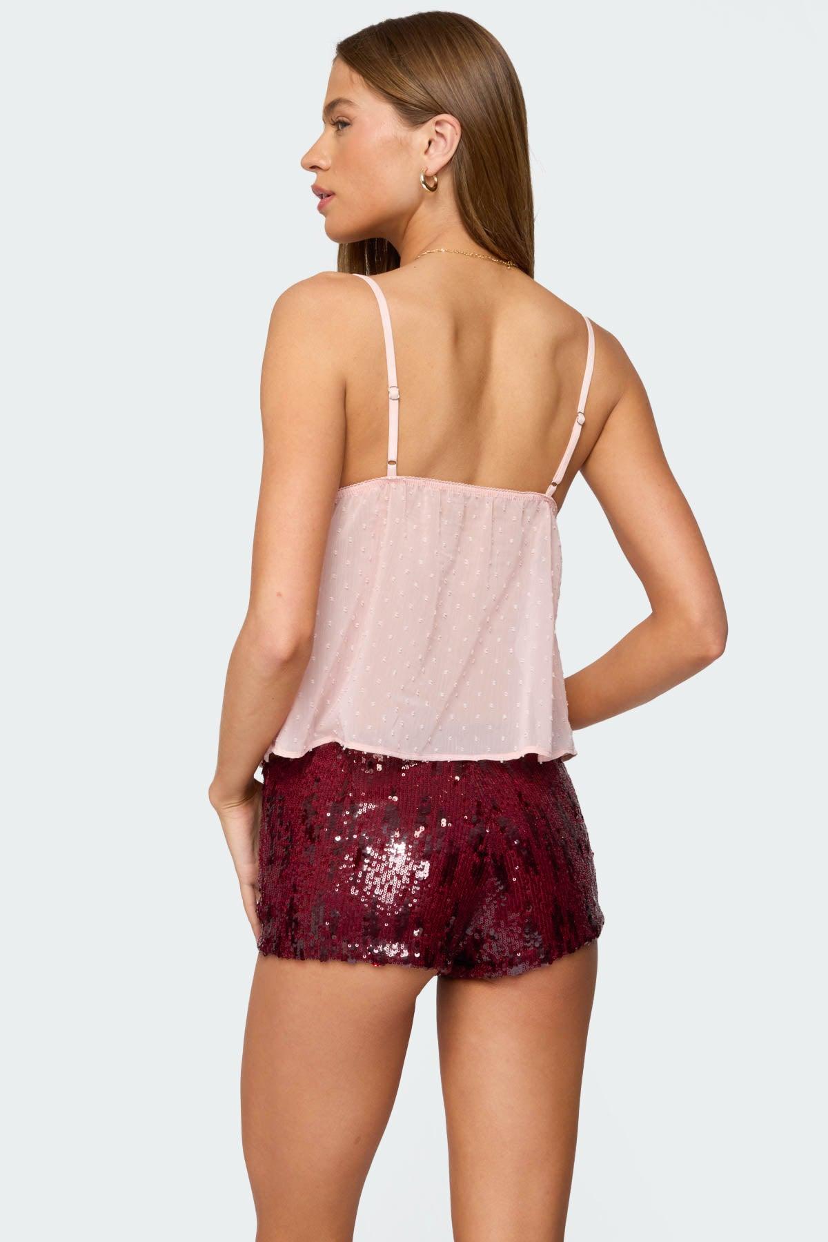 Dotted Chiffon Babydoll Tank Top Product Image