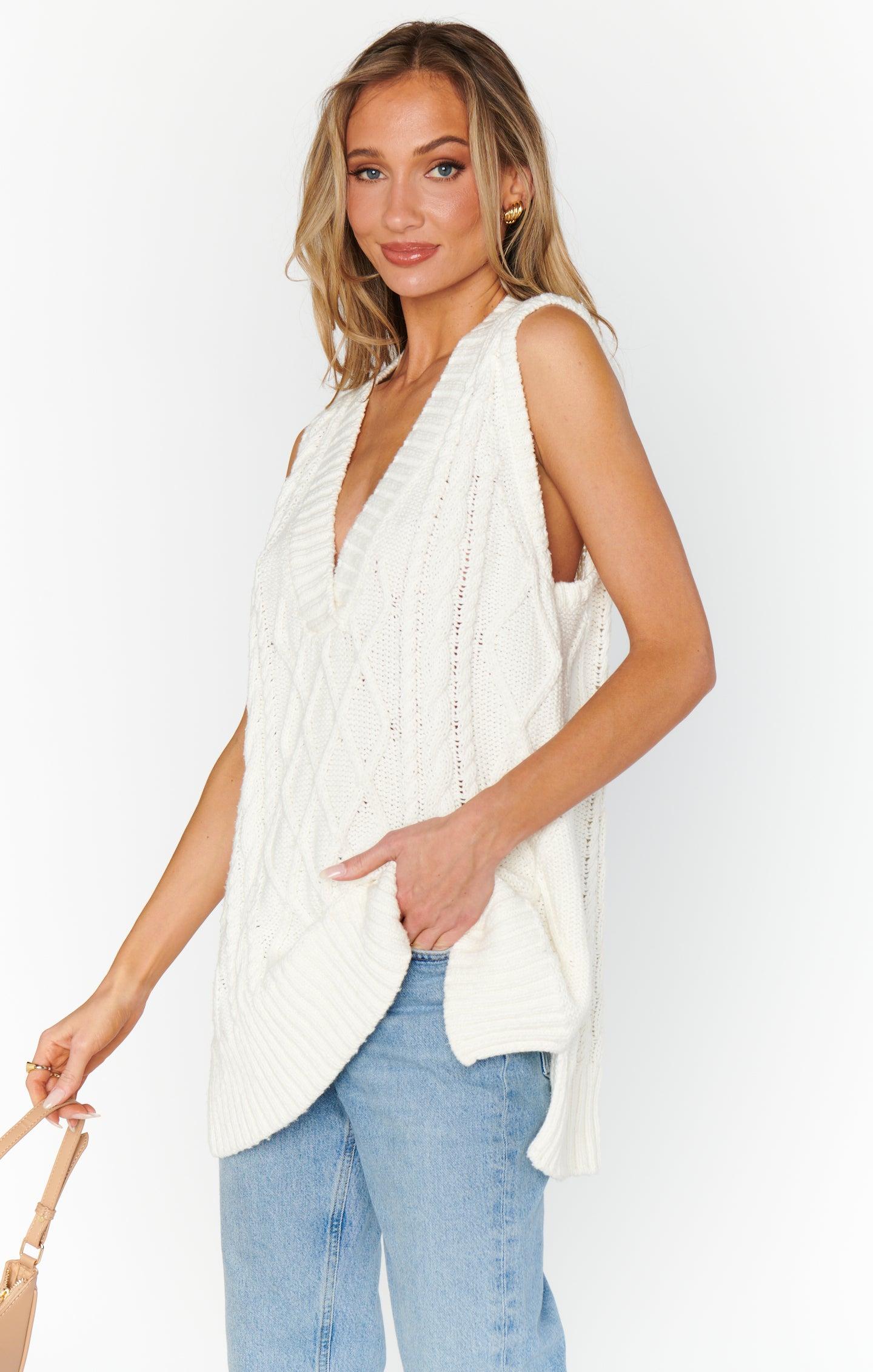 Reid Sweater Vest ~ Cream Cable Knit Product Image