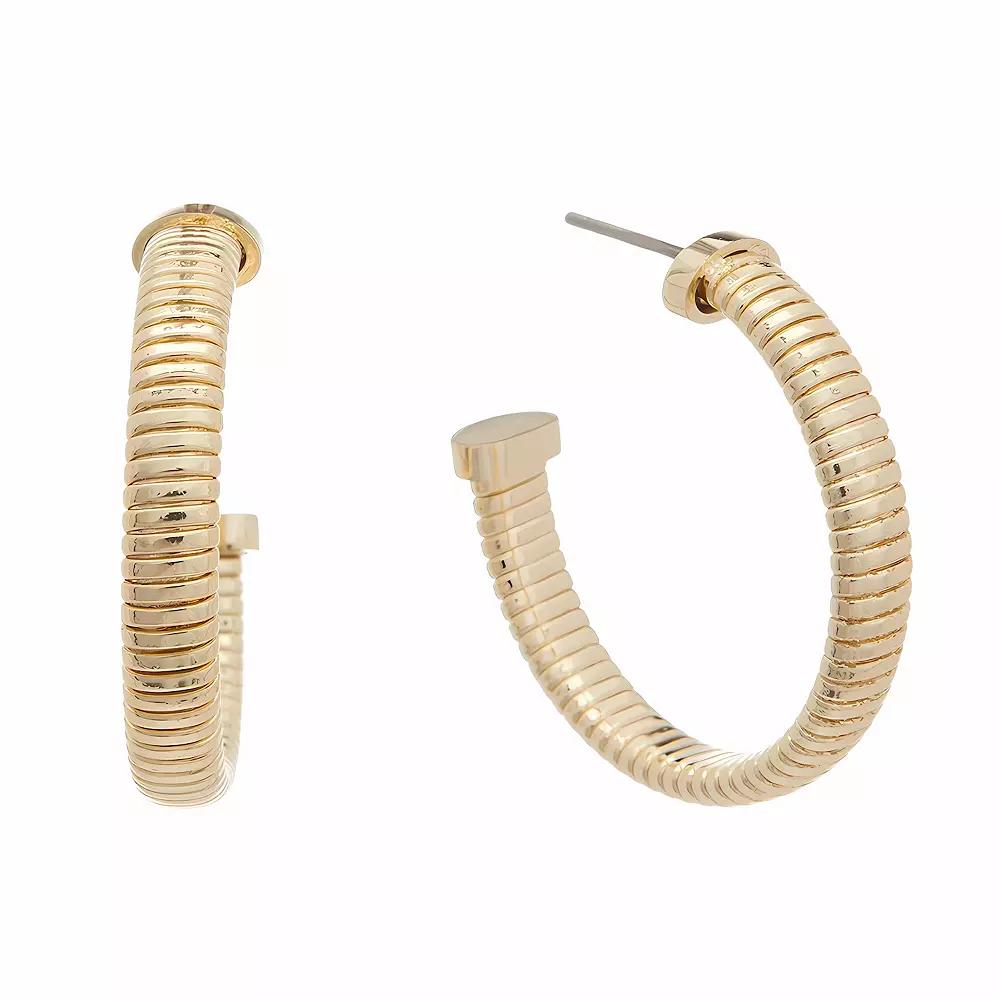Juvell 18k Gold Plated Textured Shiny Hoop Earrings, Women's, Gold Tone Product Image