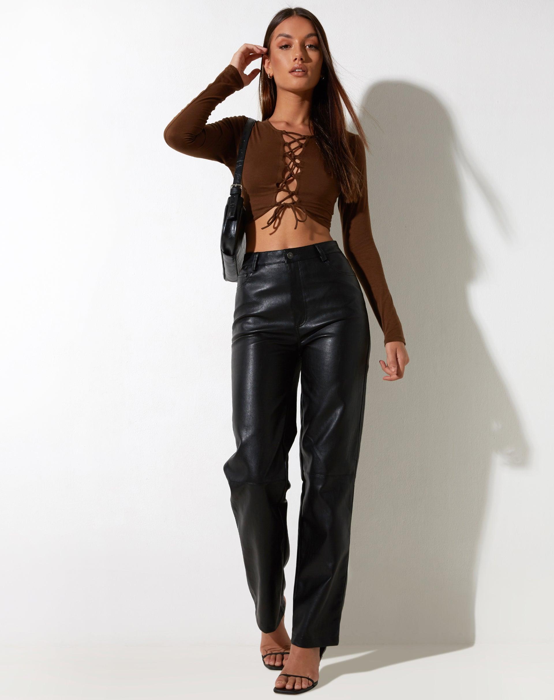 Gisy Crop Top in Cocoa Brown Product Image