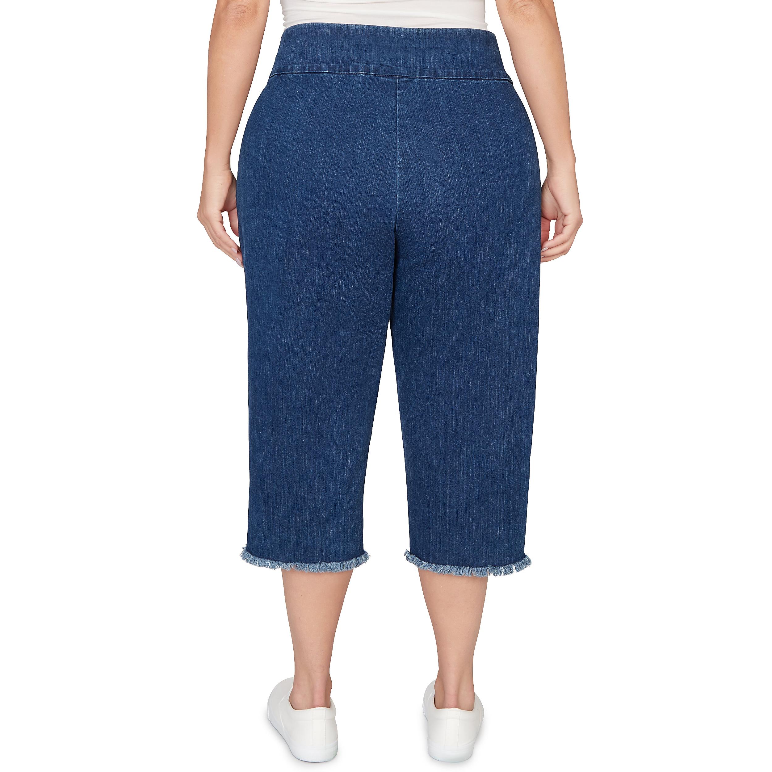 Alfred Dunner Super Stretch Denim Fringe Capri Pant- Petite Product Image