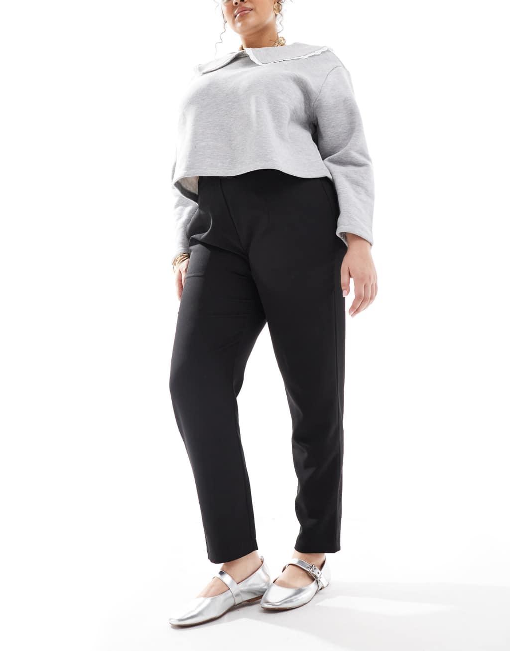 Yours darted waist tapered pants in black Product Image