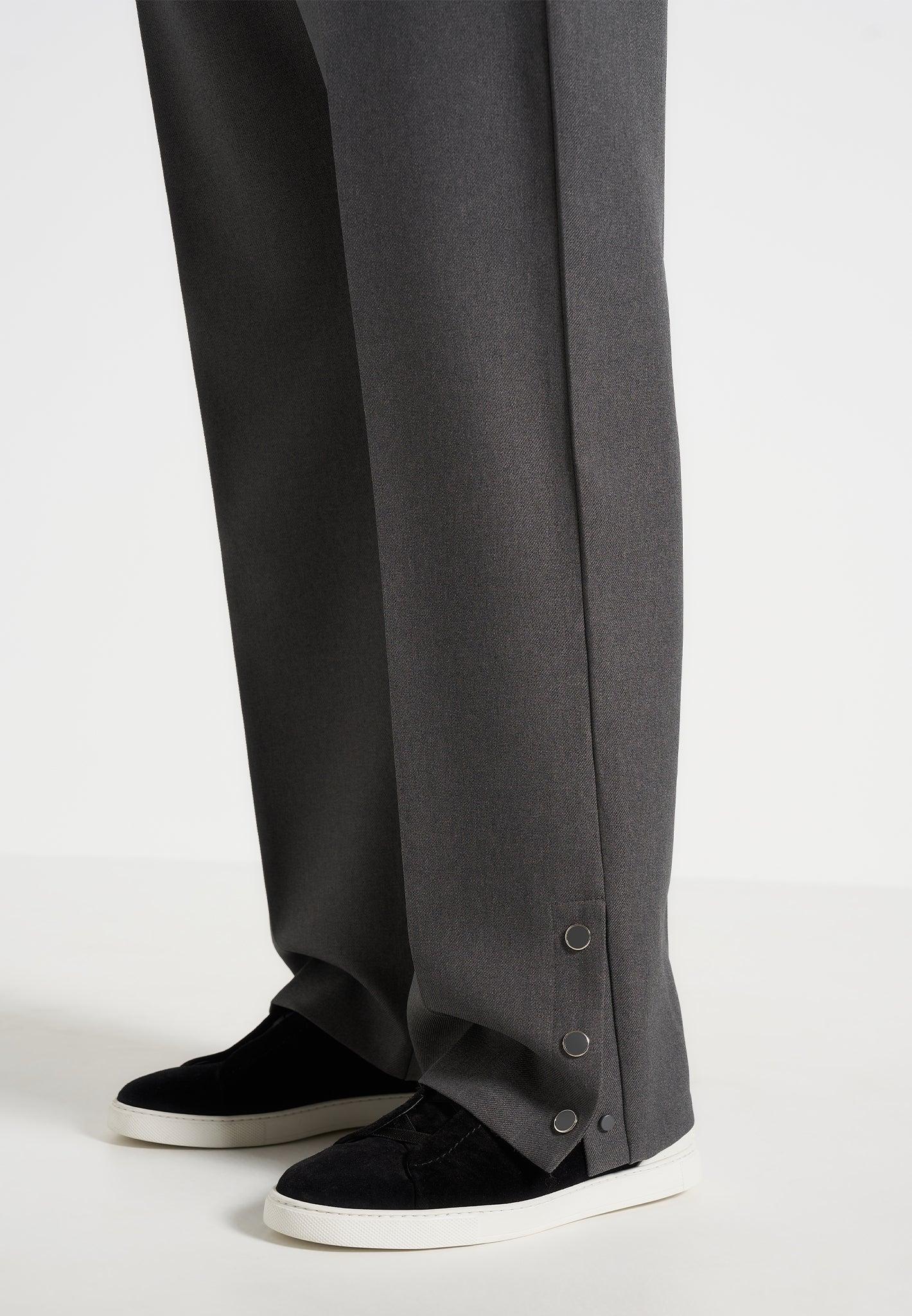 Boris - Relaxed Fit Tailored Button Cuff Trousers - Grey Male Product Image