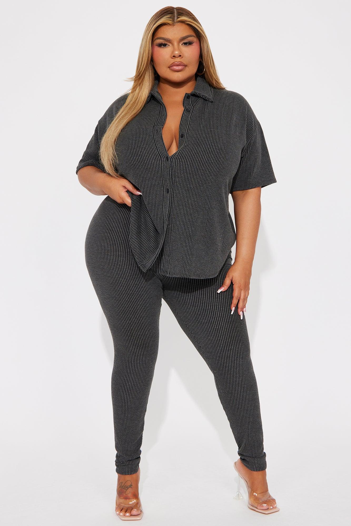 Maddie Short Sleeve Legging Set - Charcoal Product Image