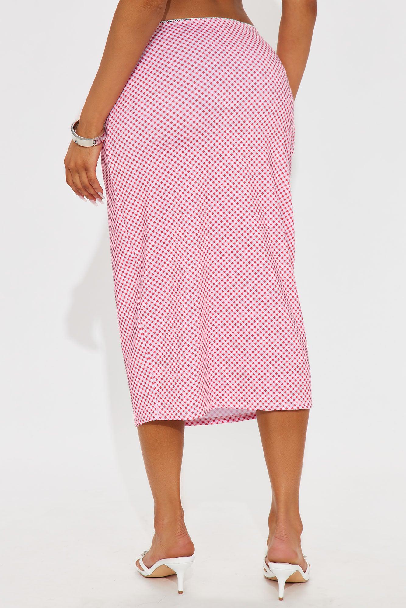 Cherie Gingham Midi Skirt - Red Product Image