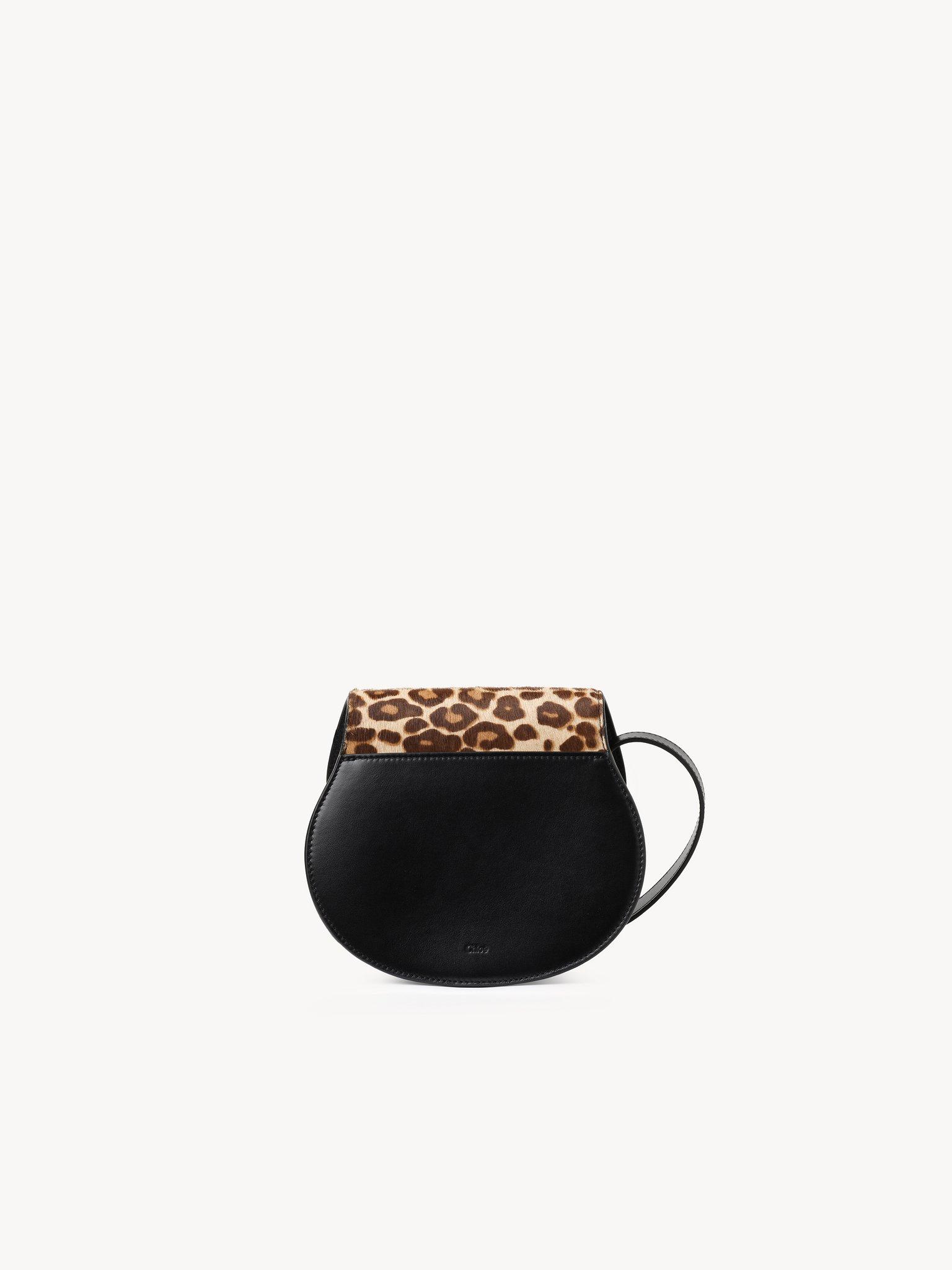Small Marcie saddle bag in leopard-print leather Product Image