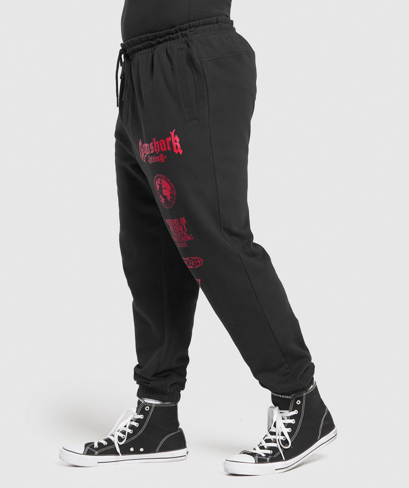 Gymshark Global Lifting Oversized Essential Joggers - Black/Conditioning Red Male Product Image