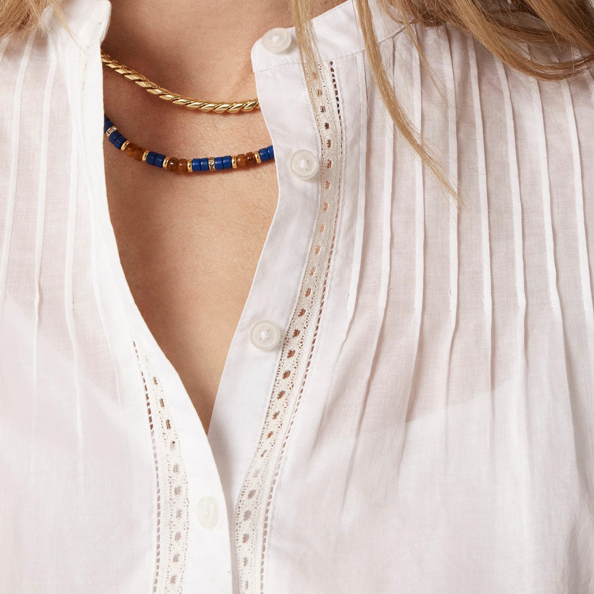 Pintuck lace-trim top in cotton voile Product Image