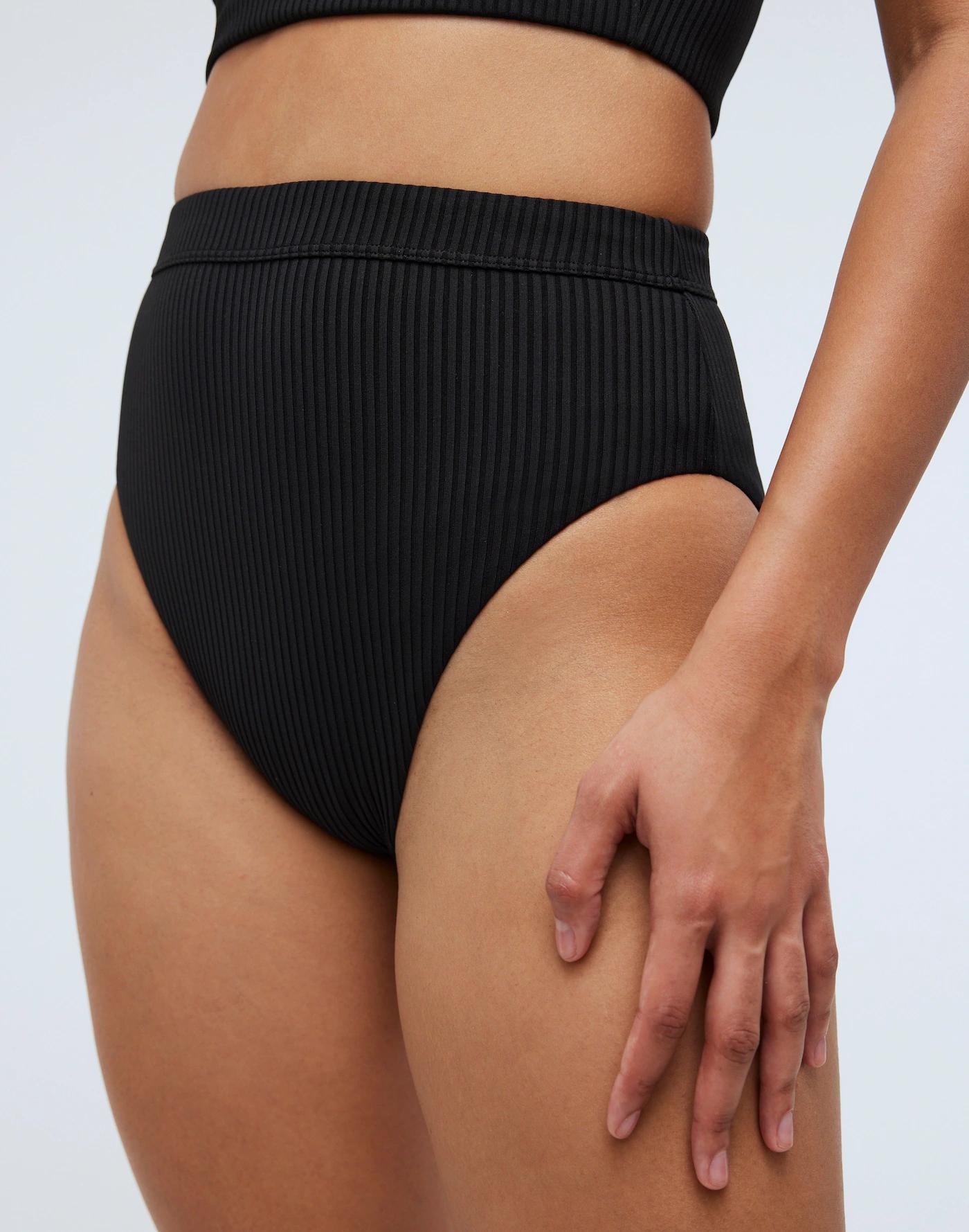 Ribbed High-Rise Bikini Bottom Product Image