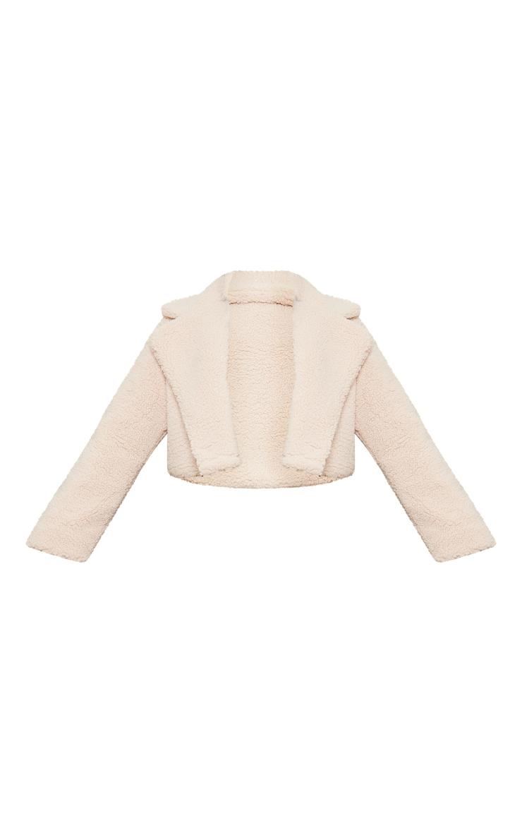 Plus Cream Teddy Fur Button Cropped Coat Product Image