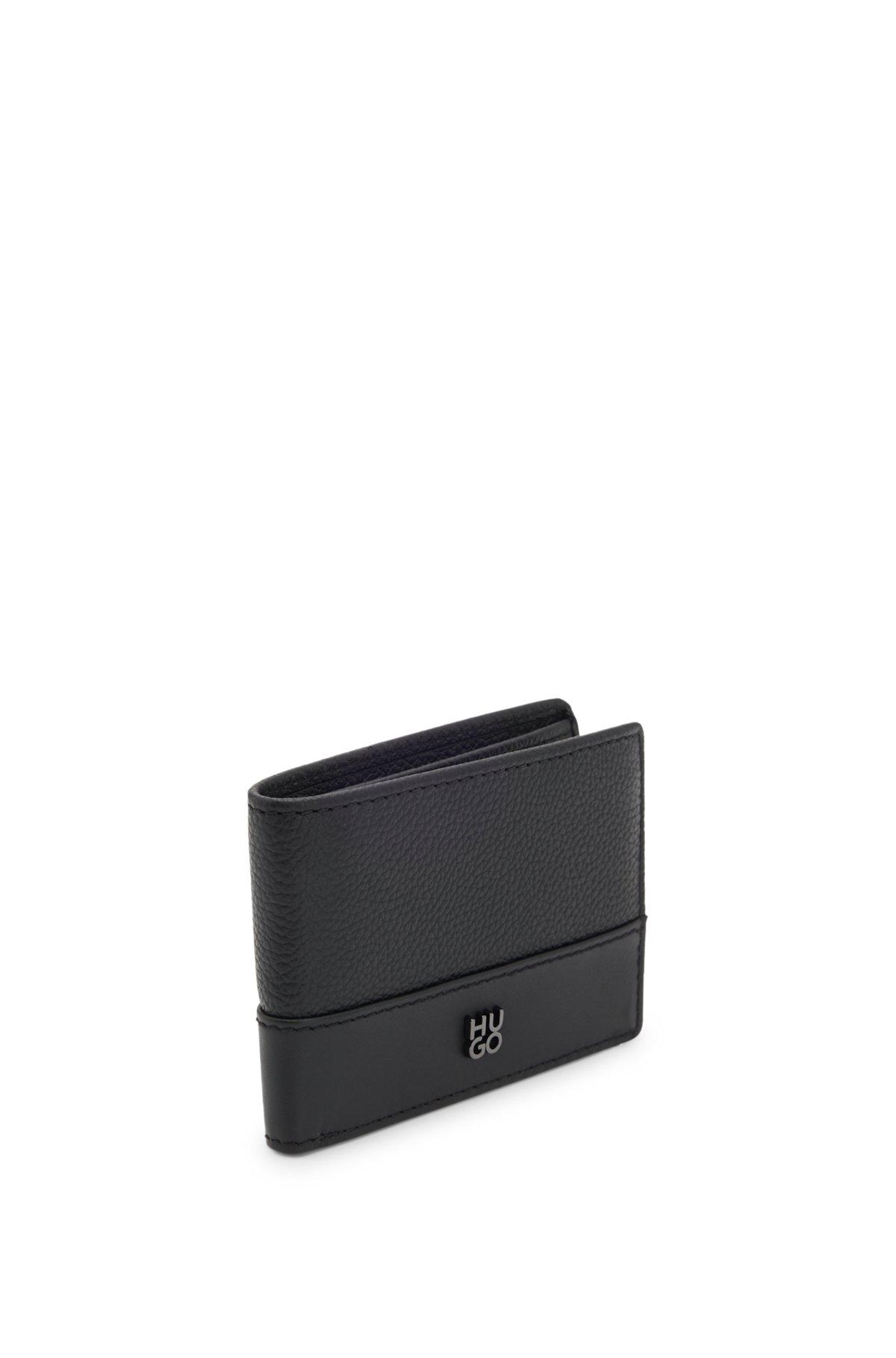 Leather wallet with stacked logo Product Image
