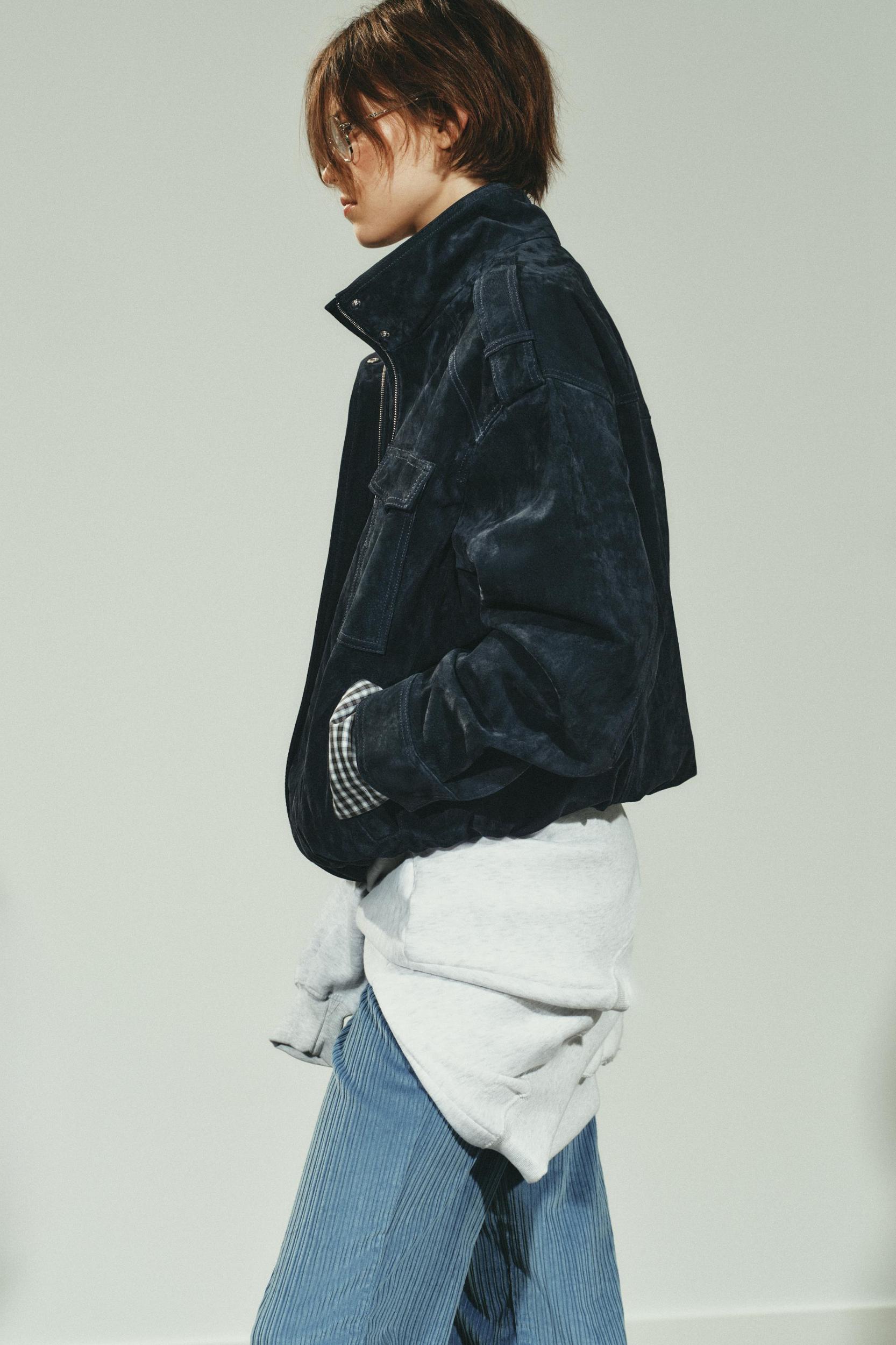 100% SUEDE LEATHER JACKET WITH POCKETS Product Image