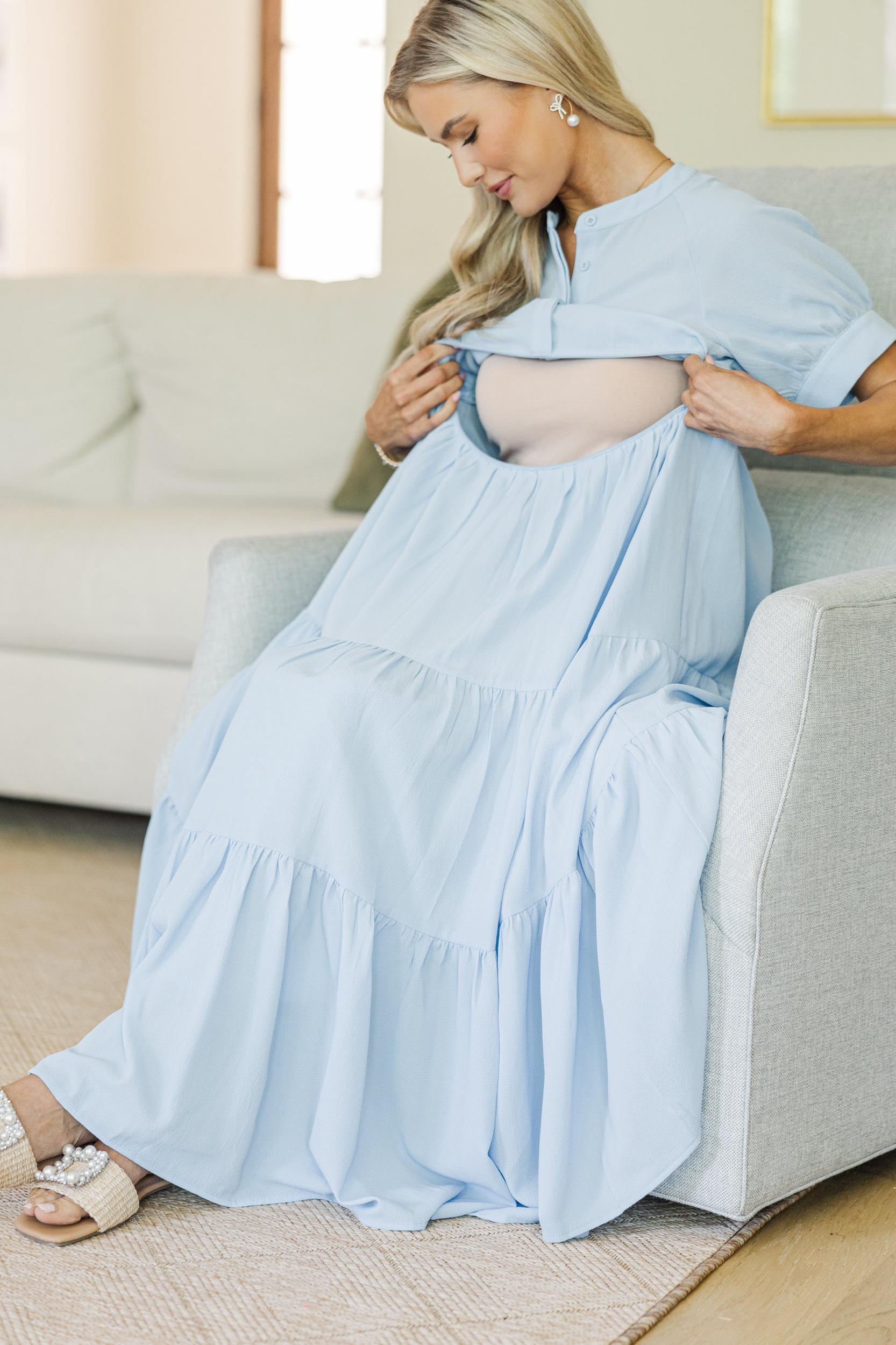 NURSING COLLECTION: Clear Skies Ahead Light Blue Midi Dress Female Product Image
