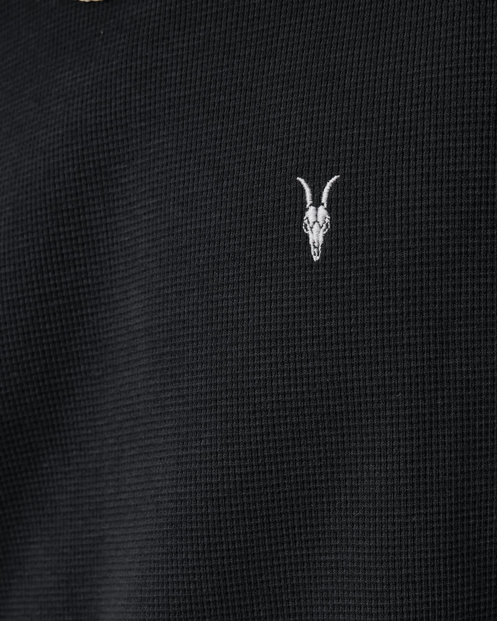 Ellis Waffle Texture Crew Neck Ramskull T-Shirt Jet Black | ALLSAINTS US Product Image