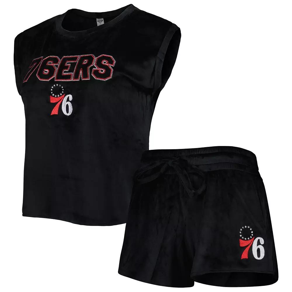 Women's Concepts Sport Black Philadelphia 76ers Intermission T-Shirt & Shorts Sleep Set,  Product Image